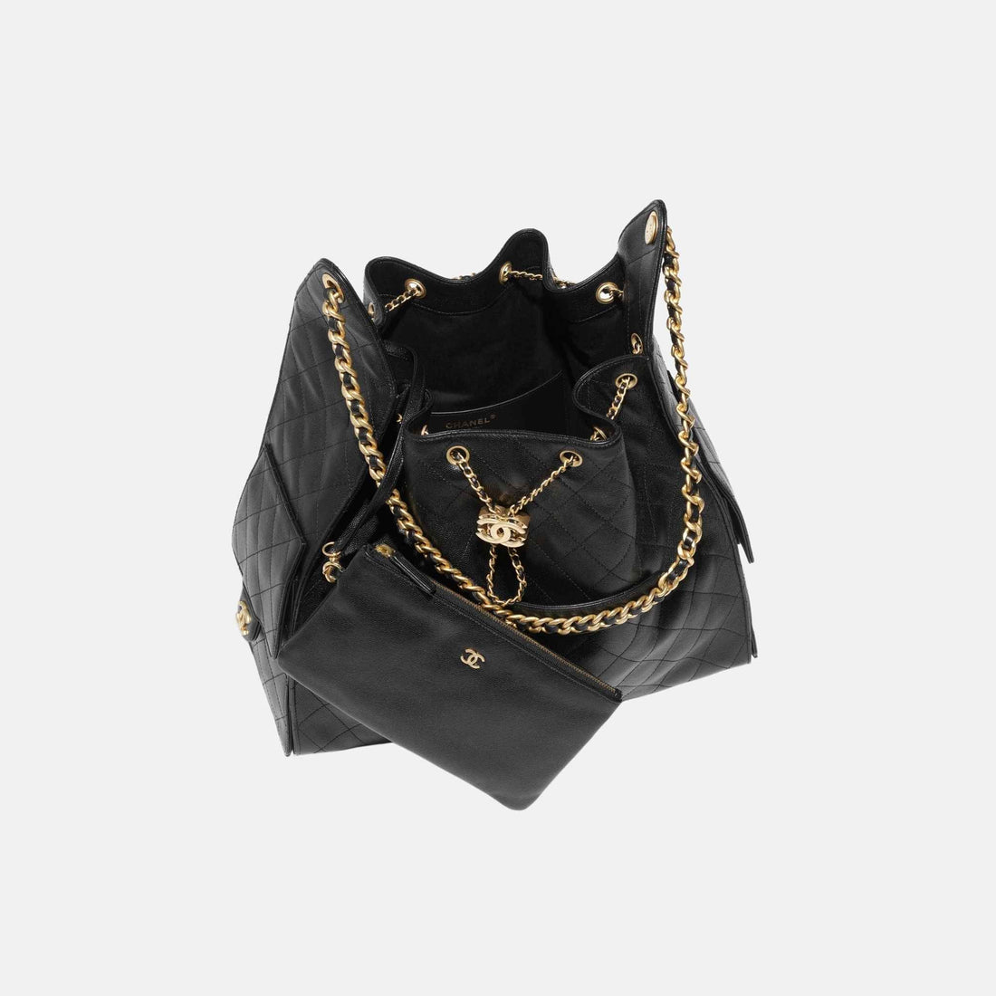 25 Large Handbag Grained Calfskin And Gold Tone Metal