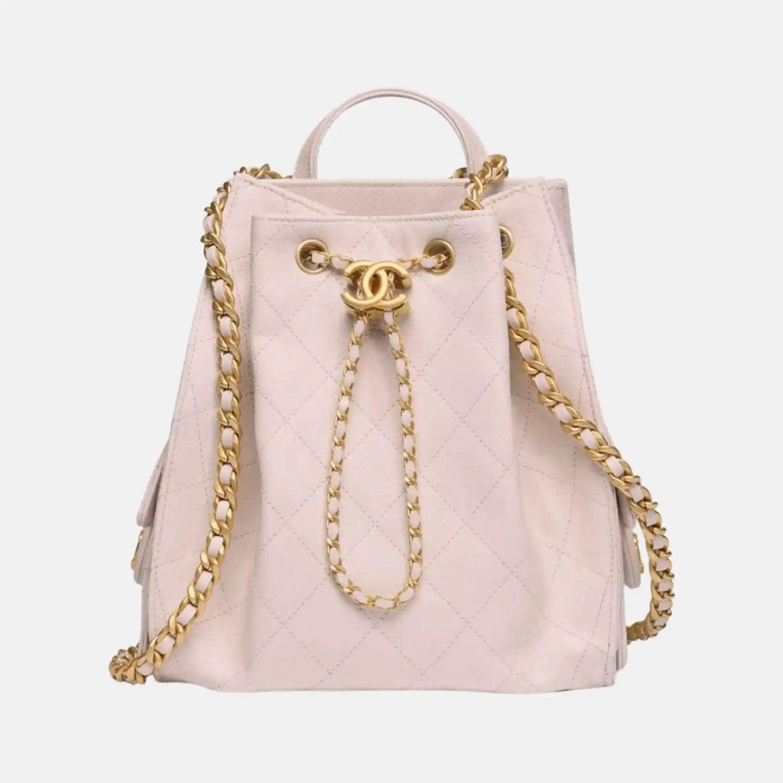 25 Medium Backpack Grained Calfskin Gold Tone Metal