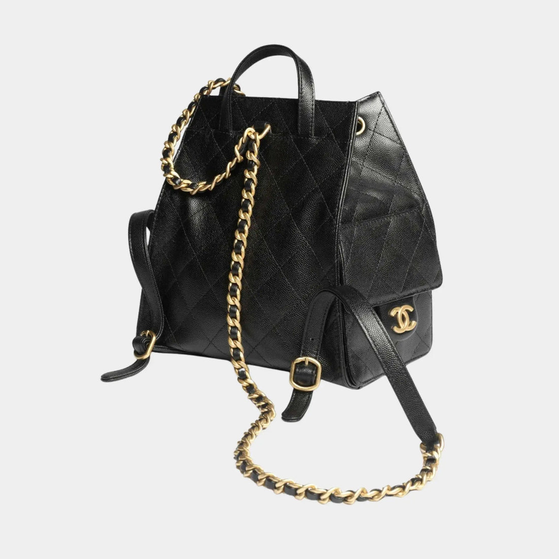 25 Medium Backpack Grained Calfskin &amp; Gold-Tone Metal