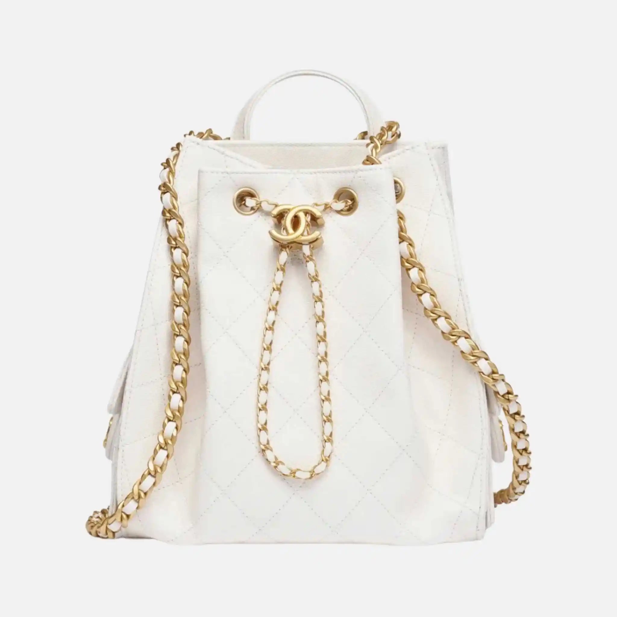 25 Medium Backpack Grained Calfskin Gold Tone Metal