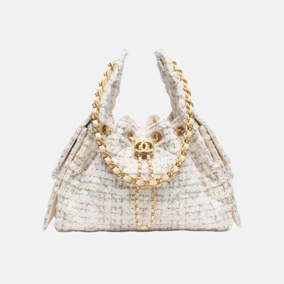 25 Small Handbag In Wool Tweed And Gold Tone Metal