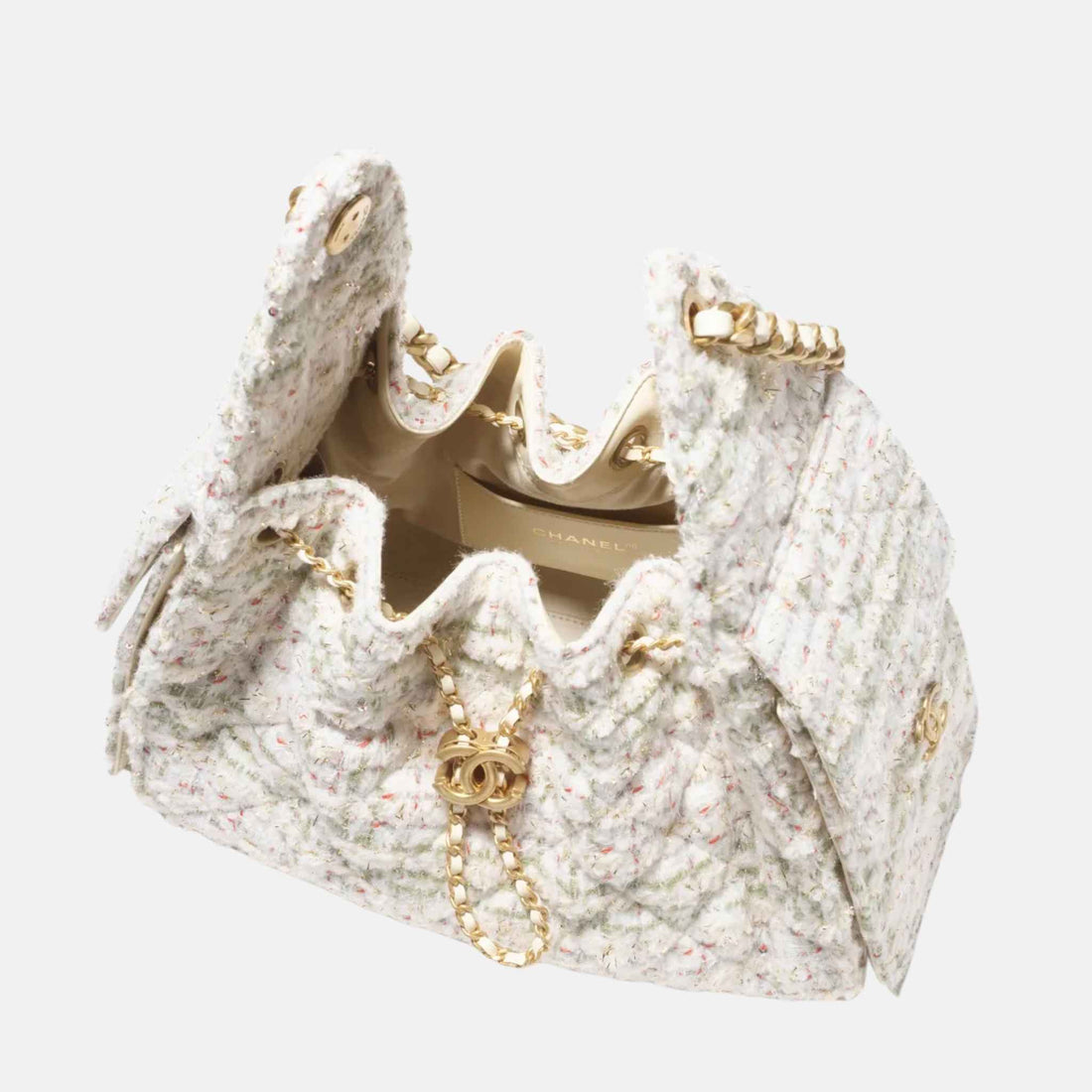 25 Small Handbag In Wool Tweed And Gold Tone Metal