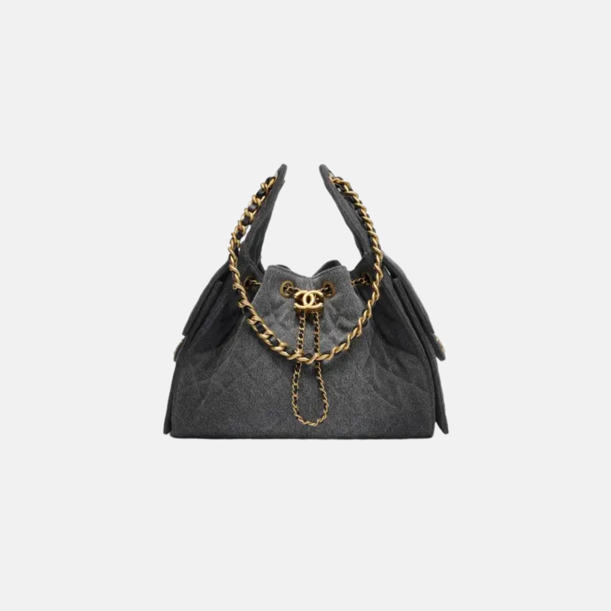 25 Small Handbag Washed Denim And Gold-Tone Metal