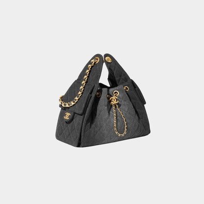 25 Small Handbag Washed Denim And Gold-Tone Metal