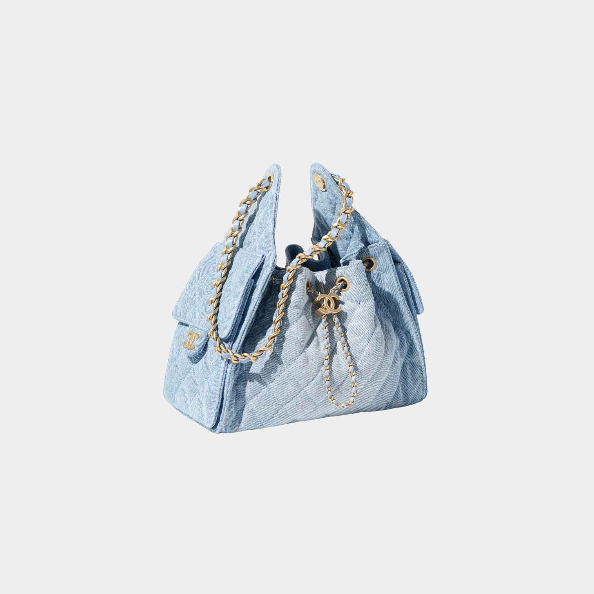 25 Small Handbag Washed Denim And Gold-Tone Metal