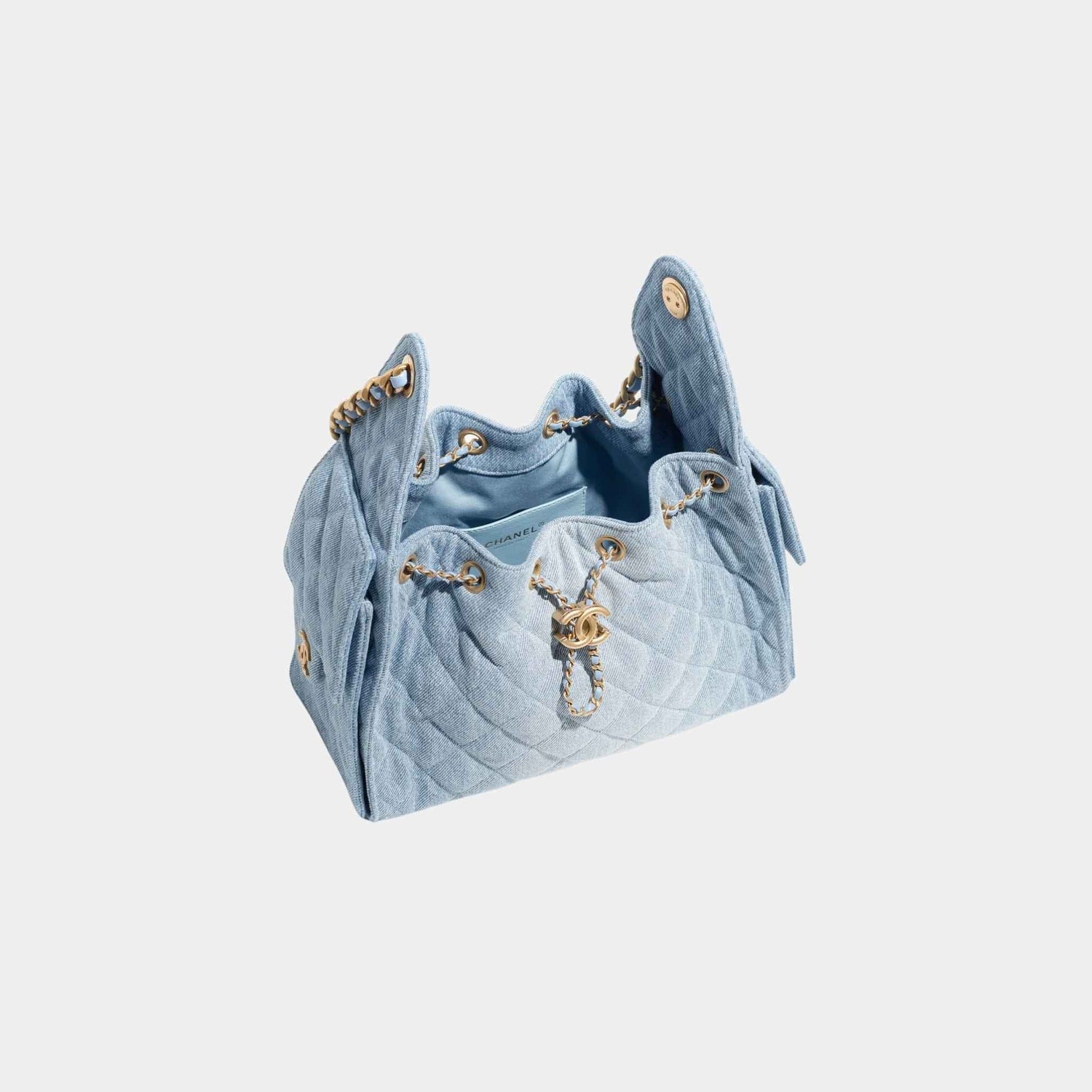 25 Small Handbag Washed Denim And Gold-Tone Metal