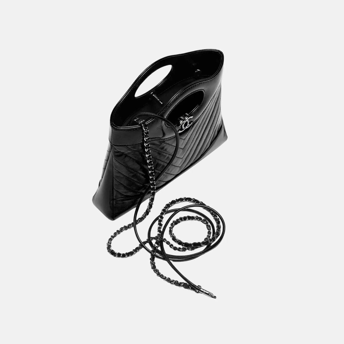 31 Mini Shopping Bag Shiny Lambskin Ruthenium Metal