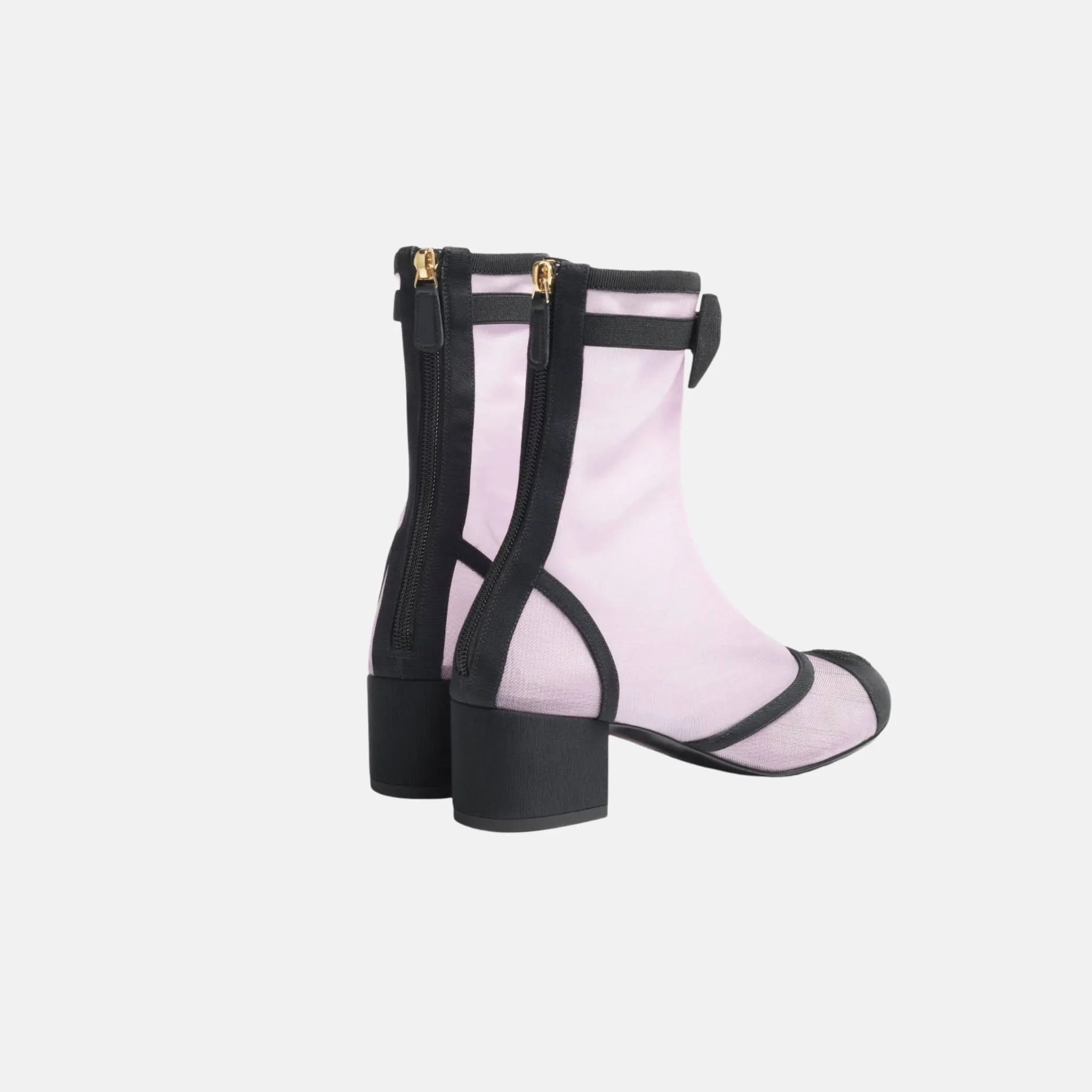 Ankle Boots in Mesh and Grosgrain
