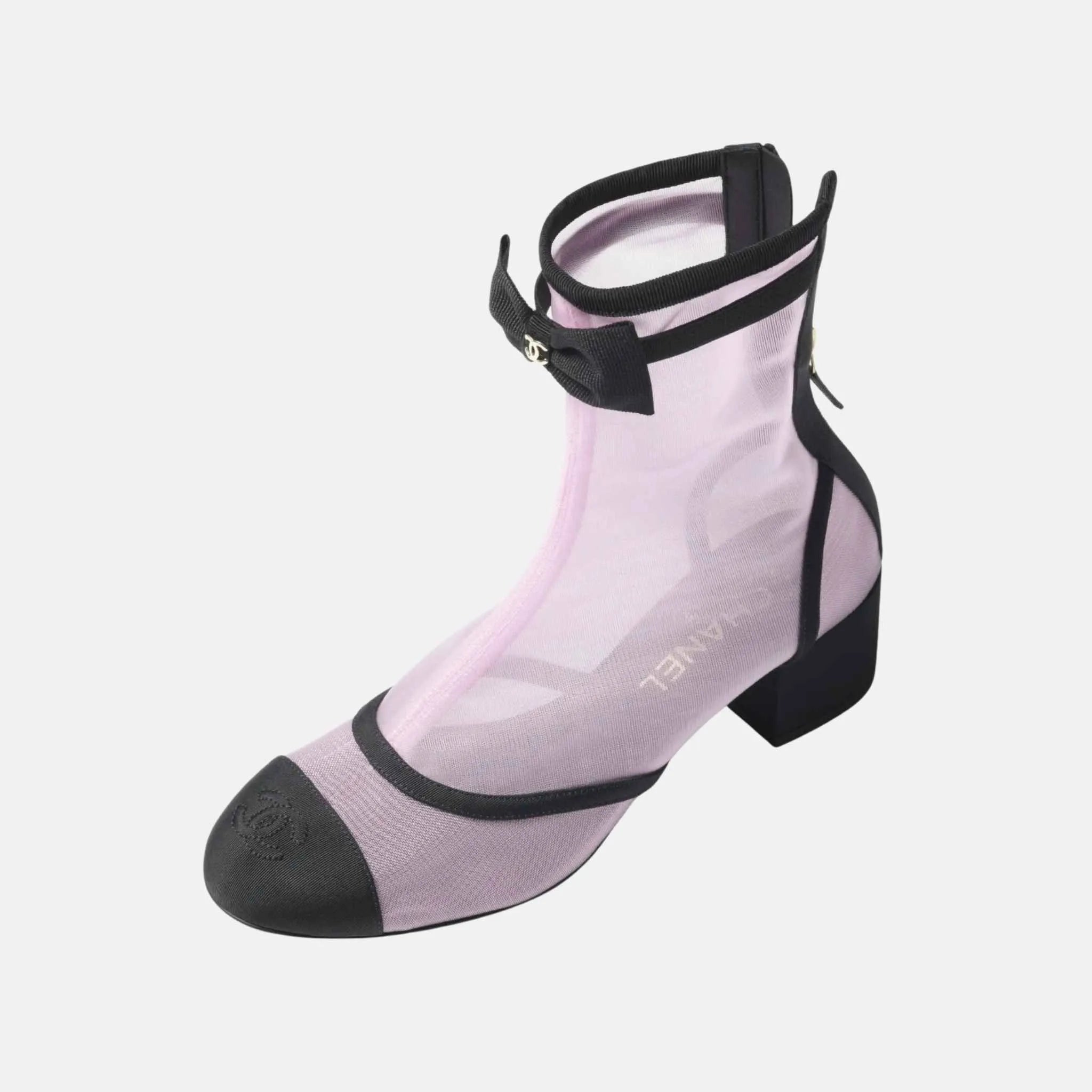 Ankle Boots in Mesh and Grosgrain
