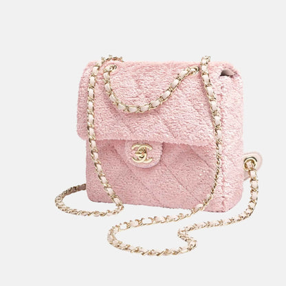 Backpack in Quilted Sequins and Gold Metal