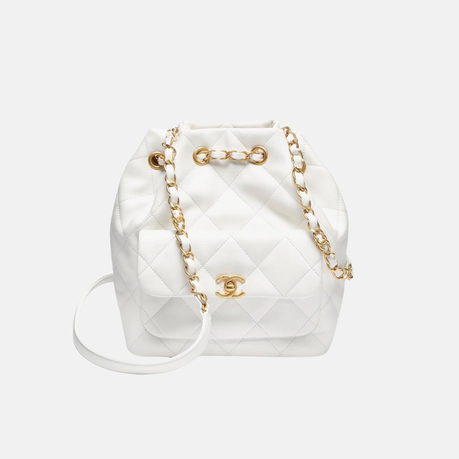 Backpack In Shiny Lambskin And Gold Tone Metal