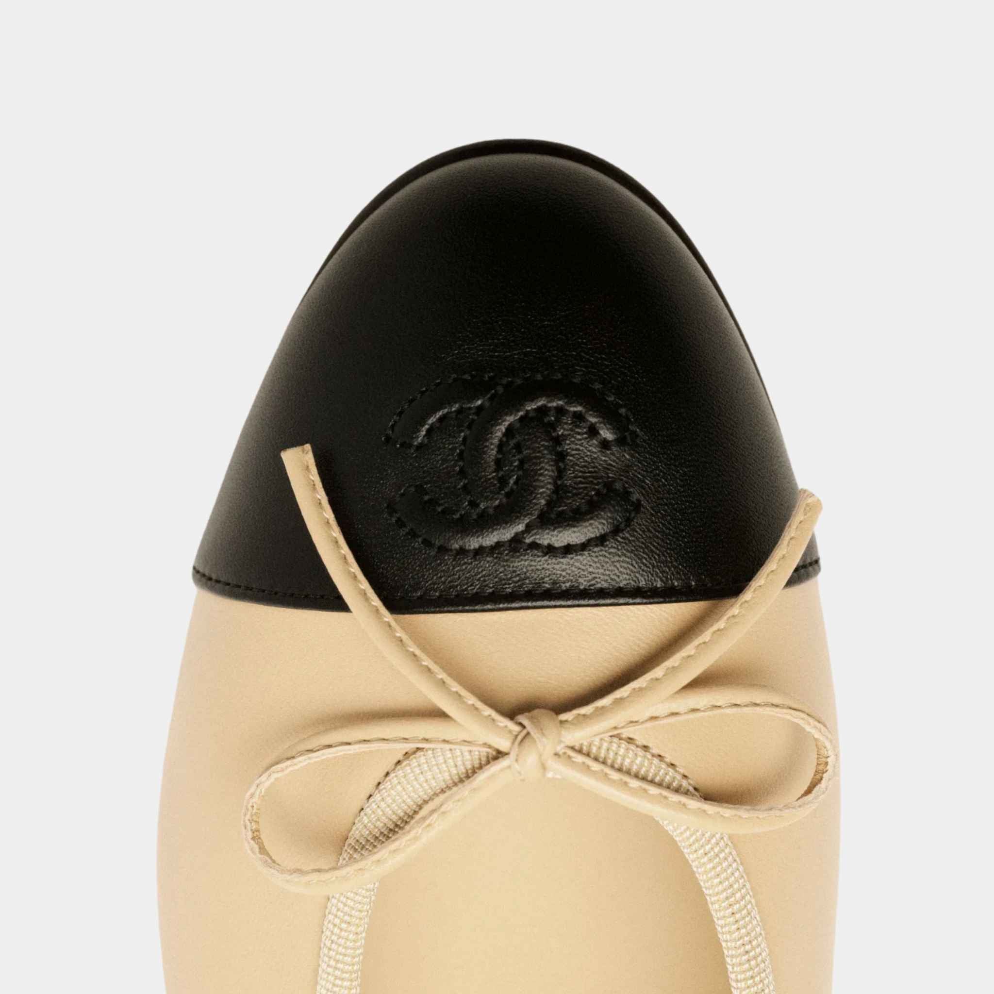 Ballerinas In Lambskin Beige And Black