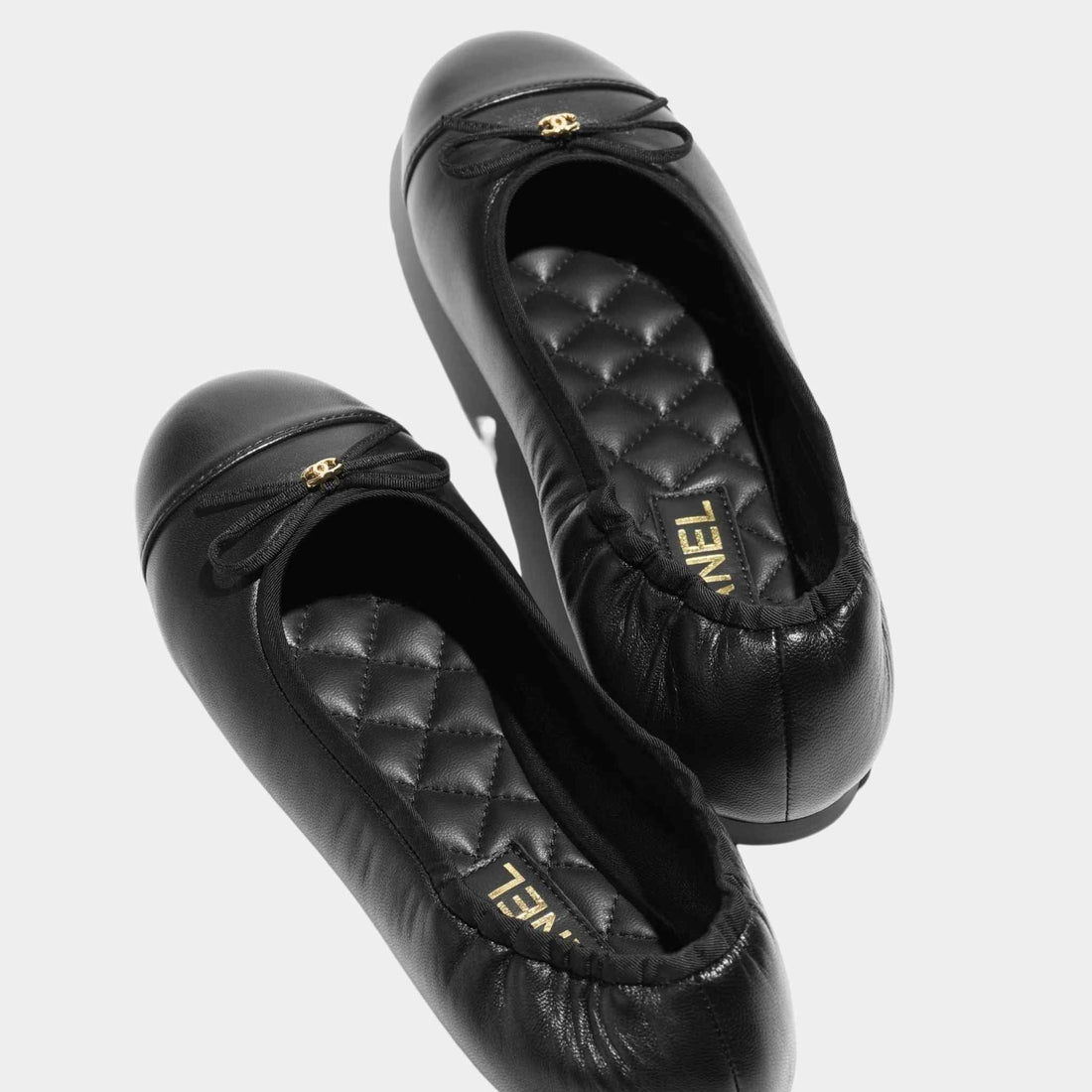 Ballet Flats Lambskin Metal Black