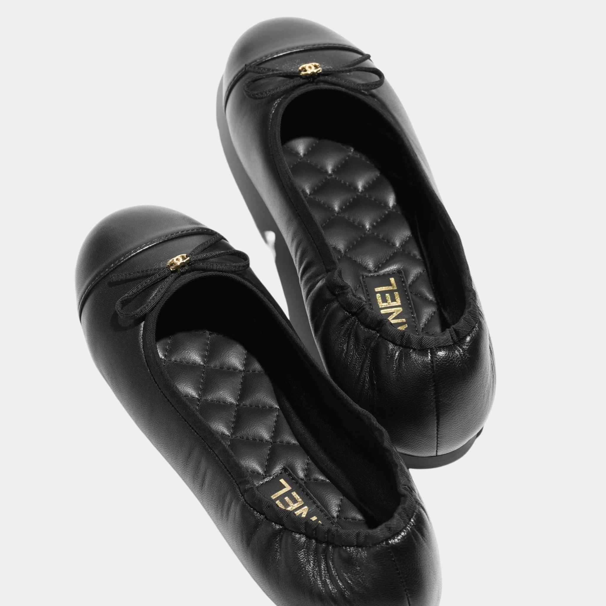 Ballet Flats Lambskin Metal Black