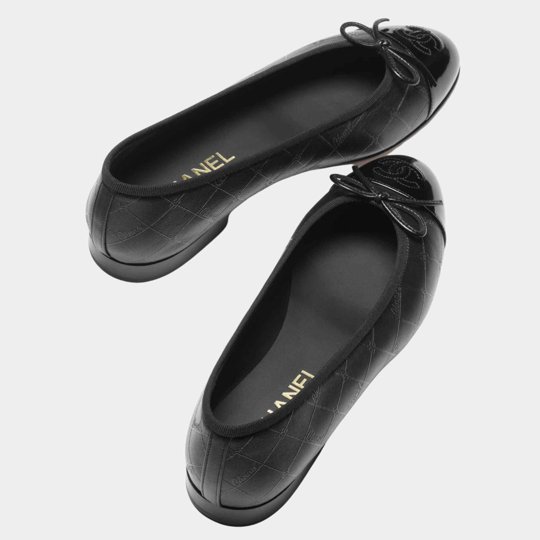 Ballet Flats Printed Lambskin And Patent Calfskin Black