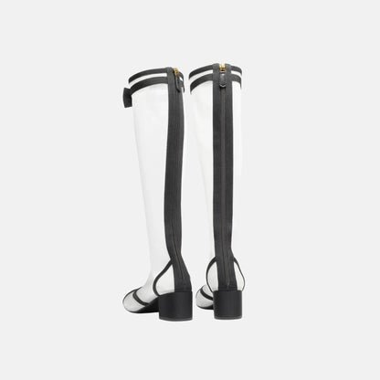 Chanel Boots in Mesh and Grosgrain
