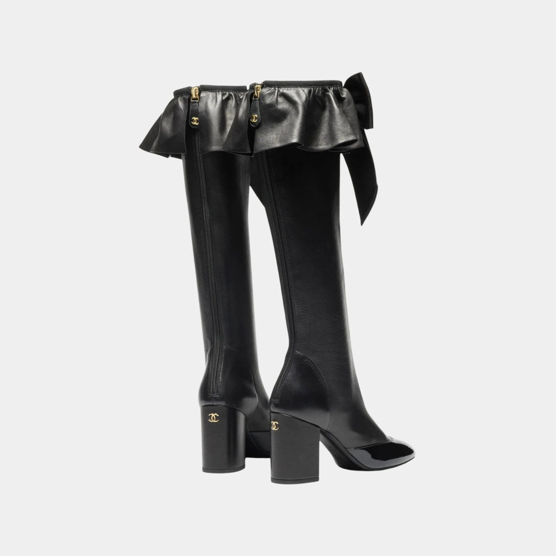 Boots in Stretch Lambskin and Patent Calfskin