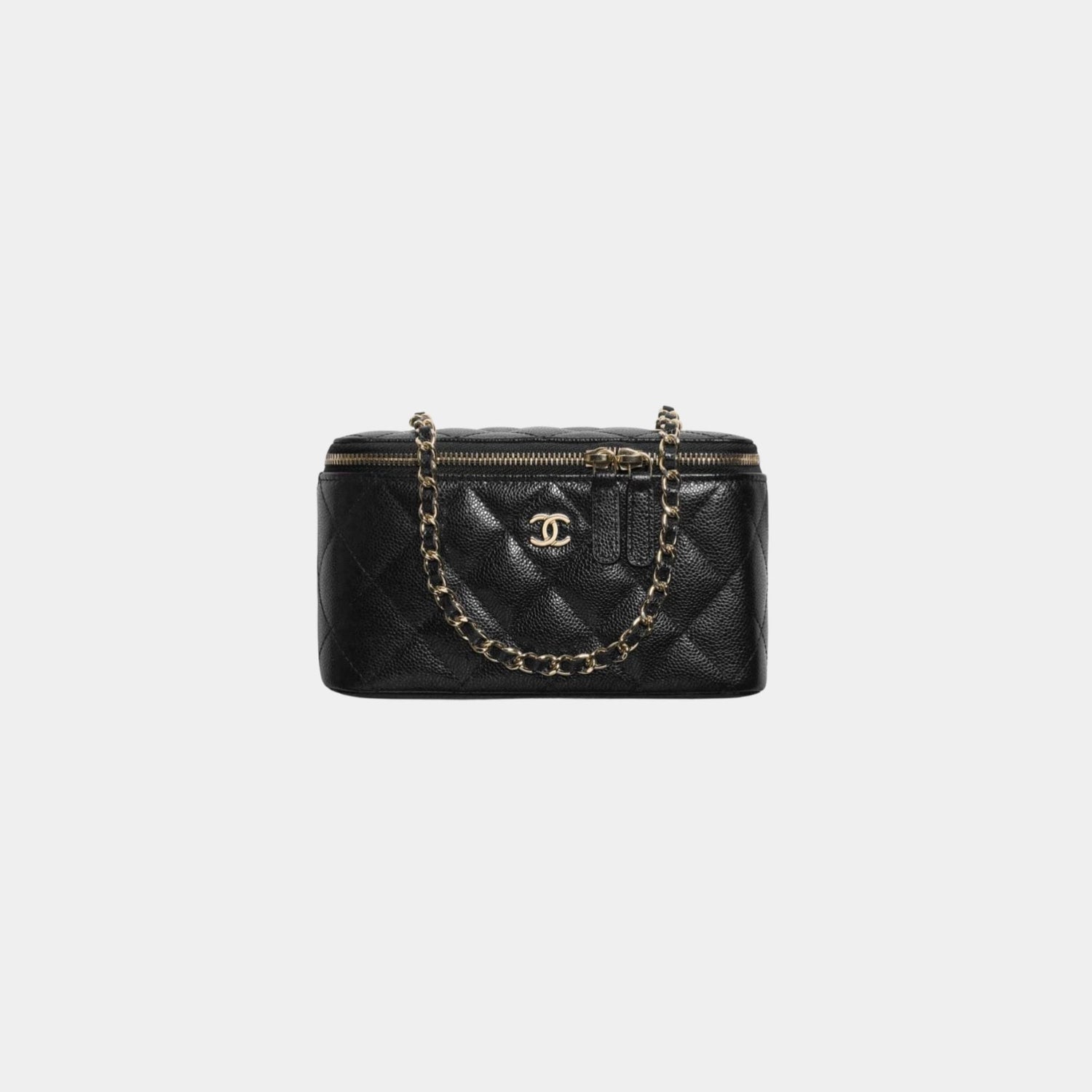 Classic Long Vanity with Chain in Grained Shiny Calfskin