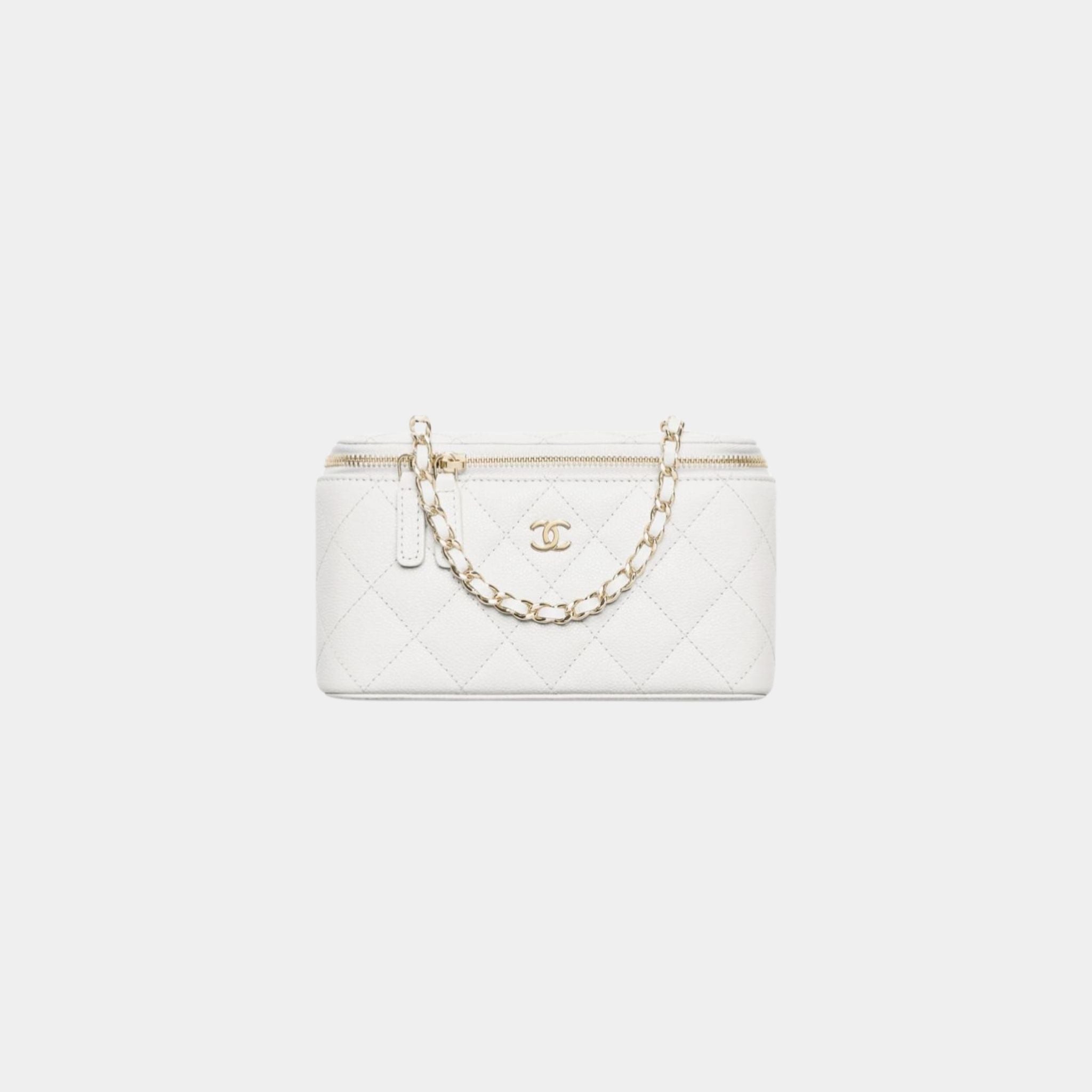 Classic Long Vanity with Chain in Grained Shiny Calfskin