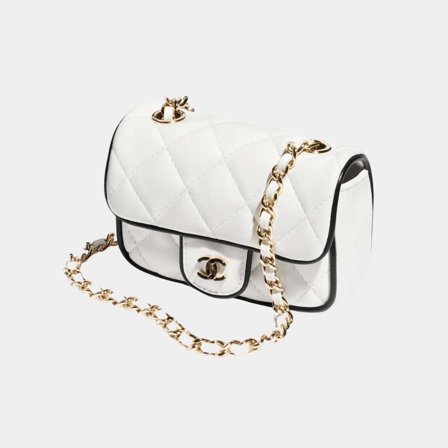 Clutch With Chain White And Black