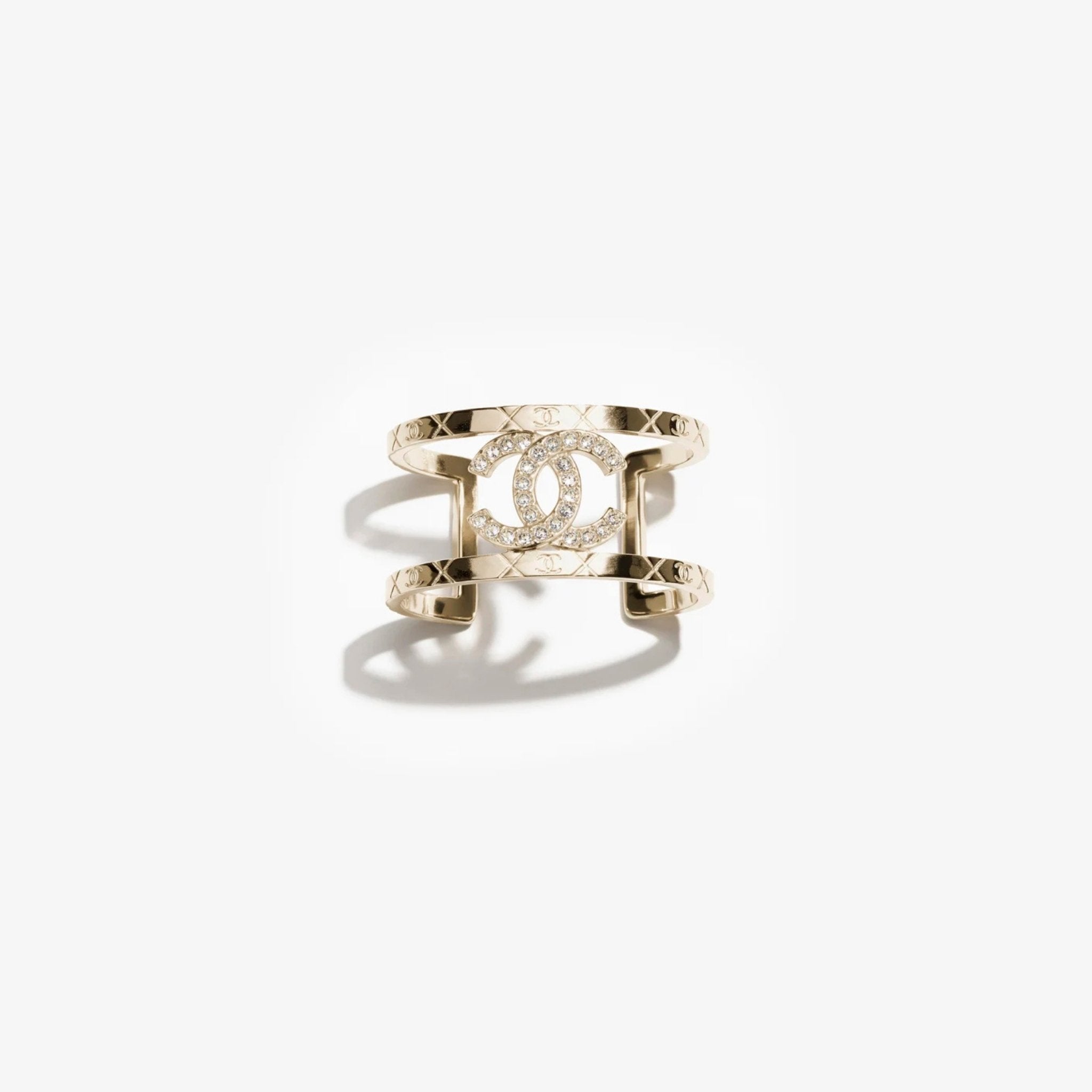 Cuff Metal And Diamantes Gold Crystal
