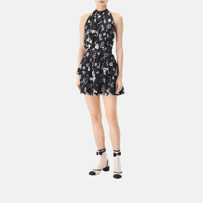 Dress in Printed Silk Satin