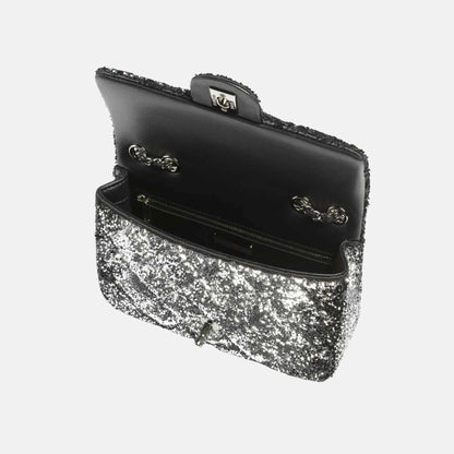 Flap Bag in Quilted Gradient Sequins and Ruthenium