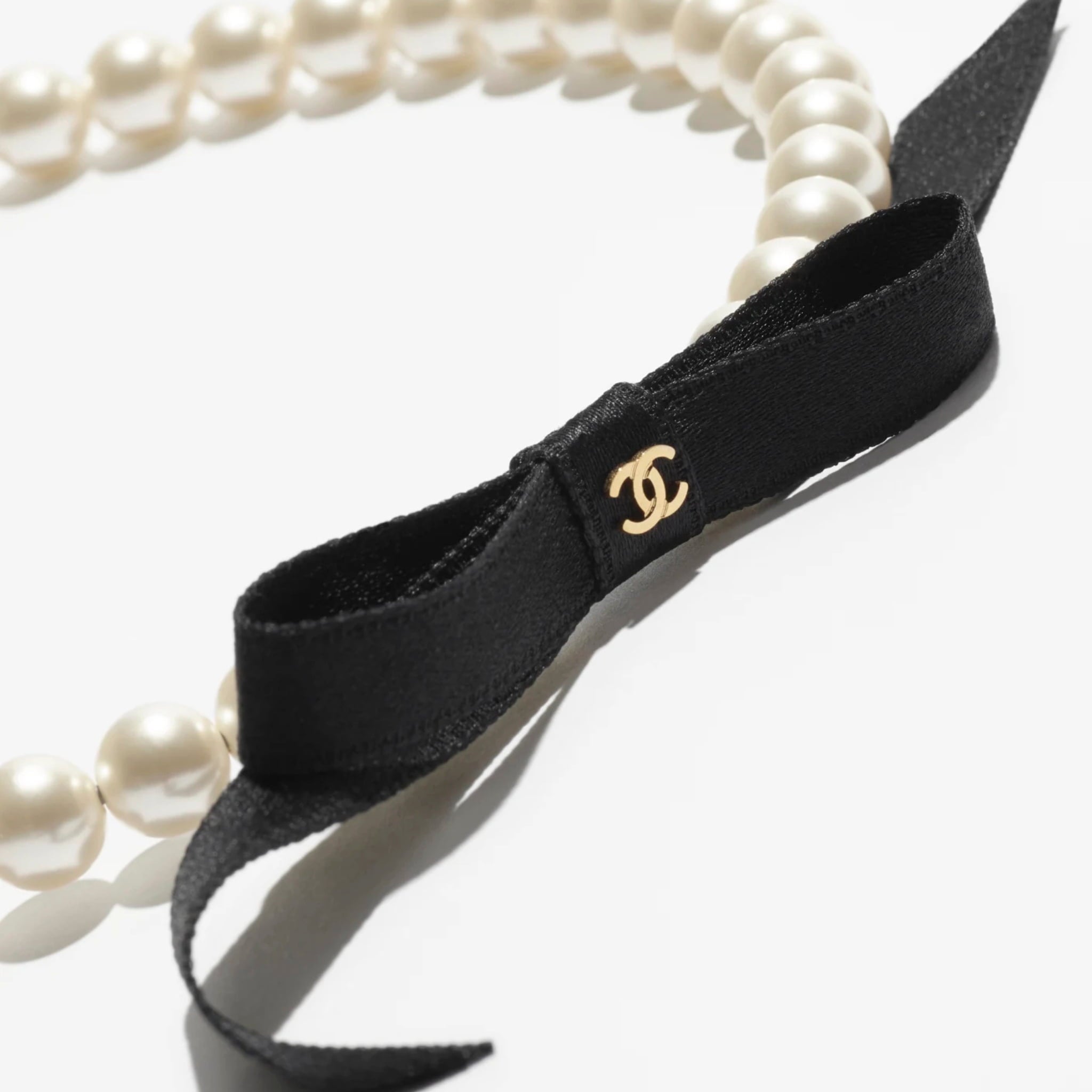 Headband Pearls Metal Satin Pearly White Gold Black