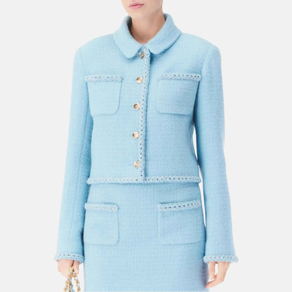 Jacket in Light Blue Wool Tweed