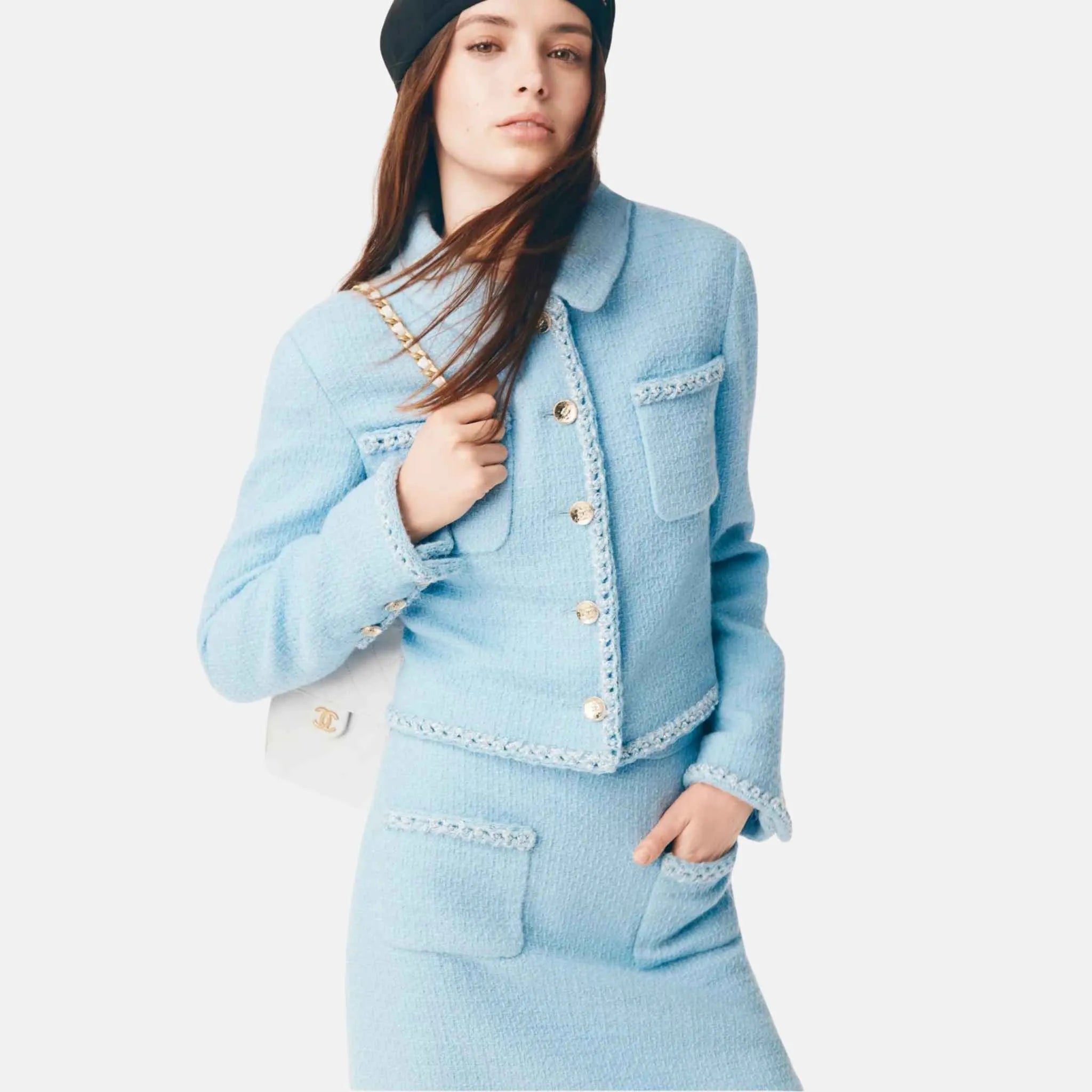 Jacket in Light Blue Wool Tweed