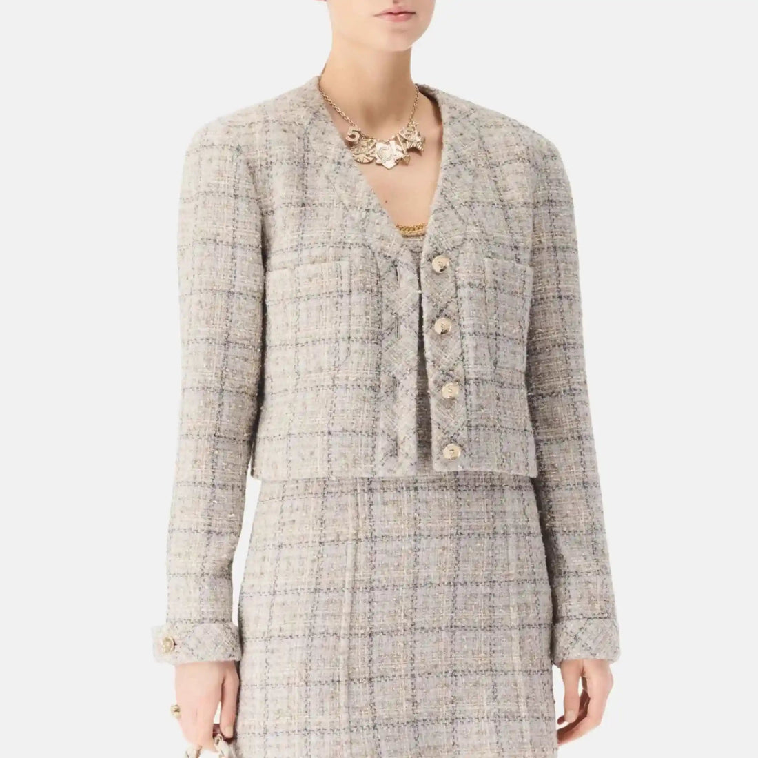 Jacket in Wool and Cotton Tweed