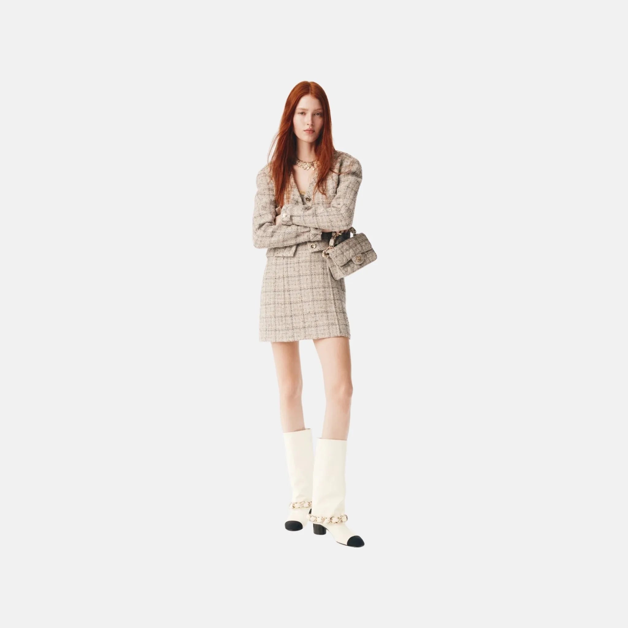 Jacket in Wool and Cotton Tweed