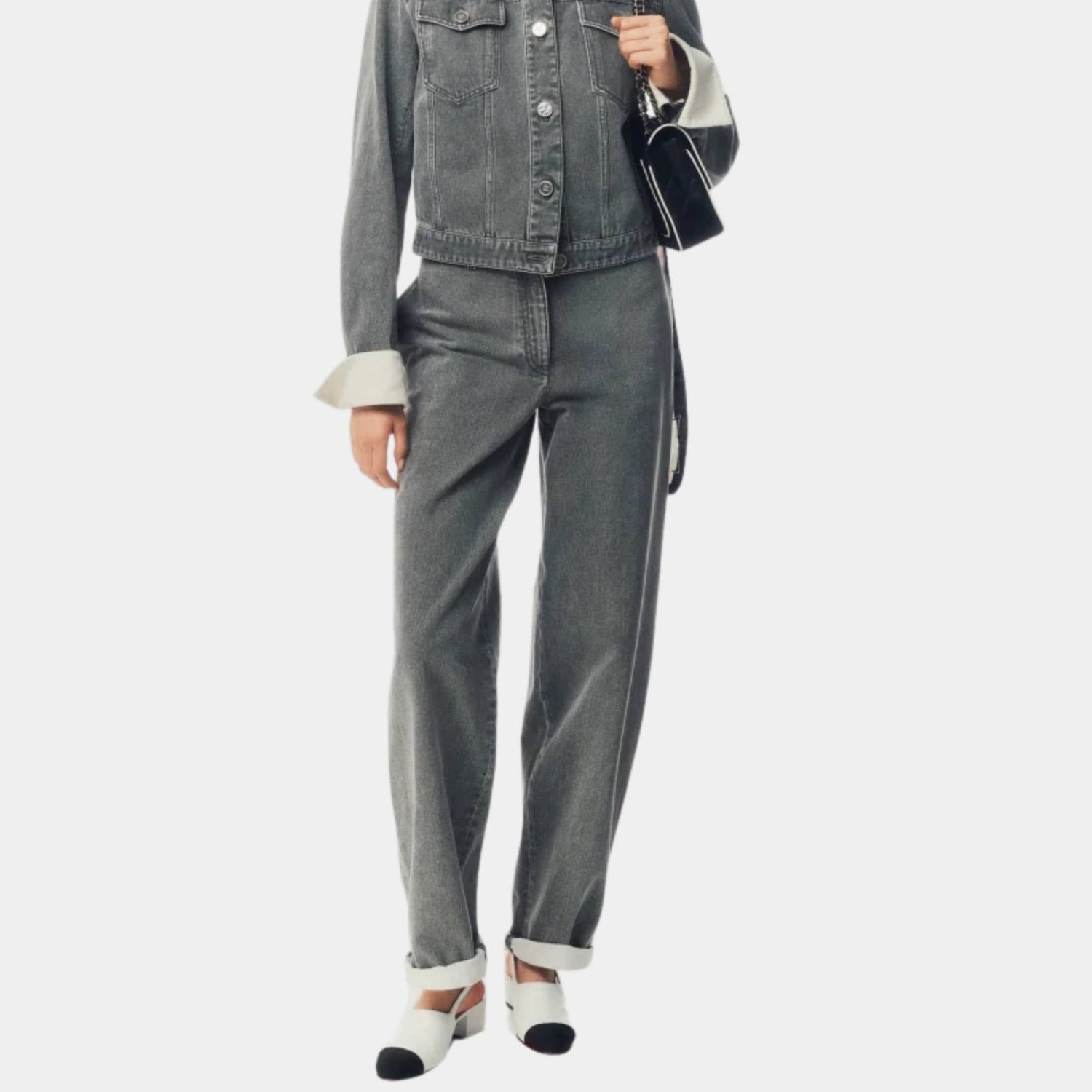 Jeans Washed Out Denim Grey White