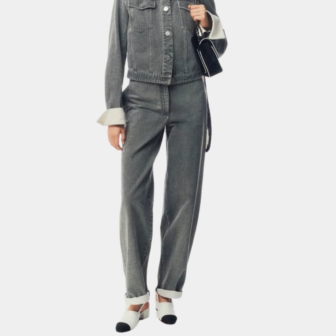 Jeans Washed Out Denim Grey White