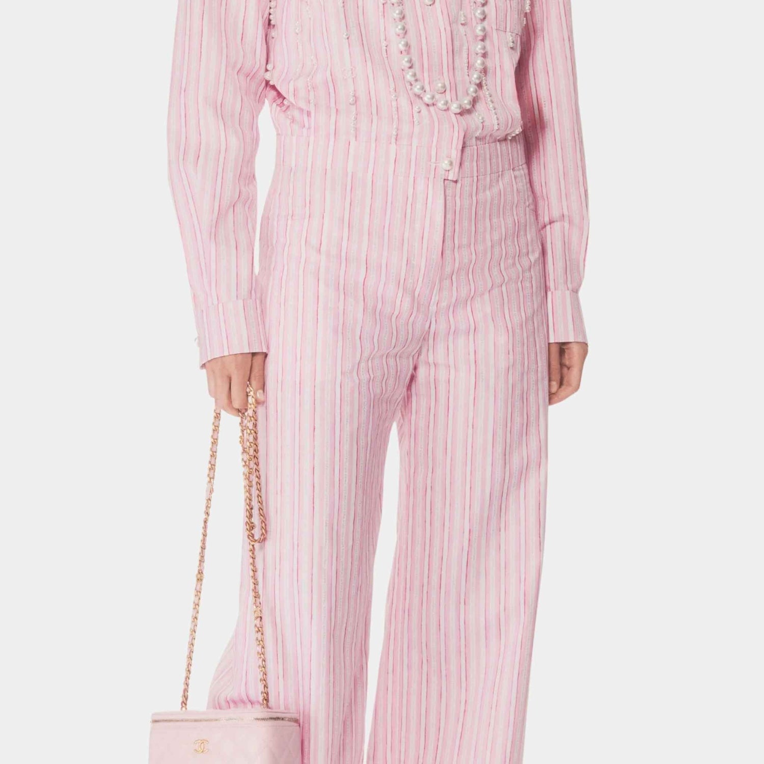 Jumpsuit Printed Cotton Poplin Light Pink White Dark Pink