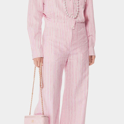 Jumpsuit Printed Cotton Poplin Light Pink White Dark Pink