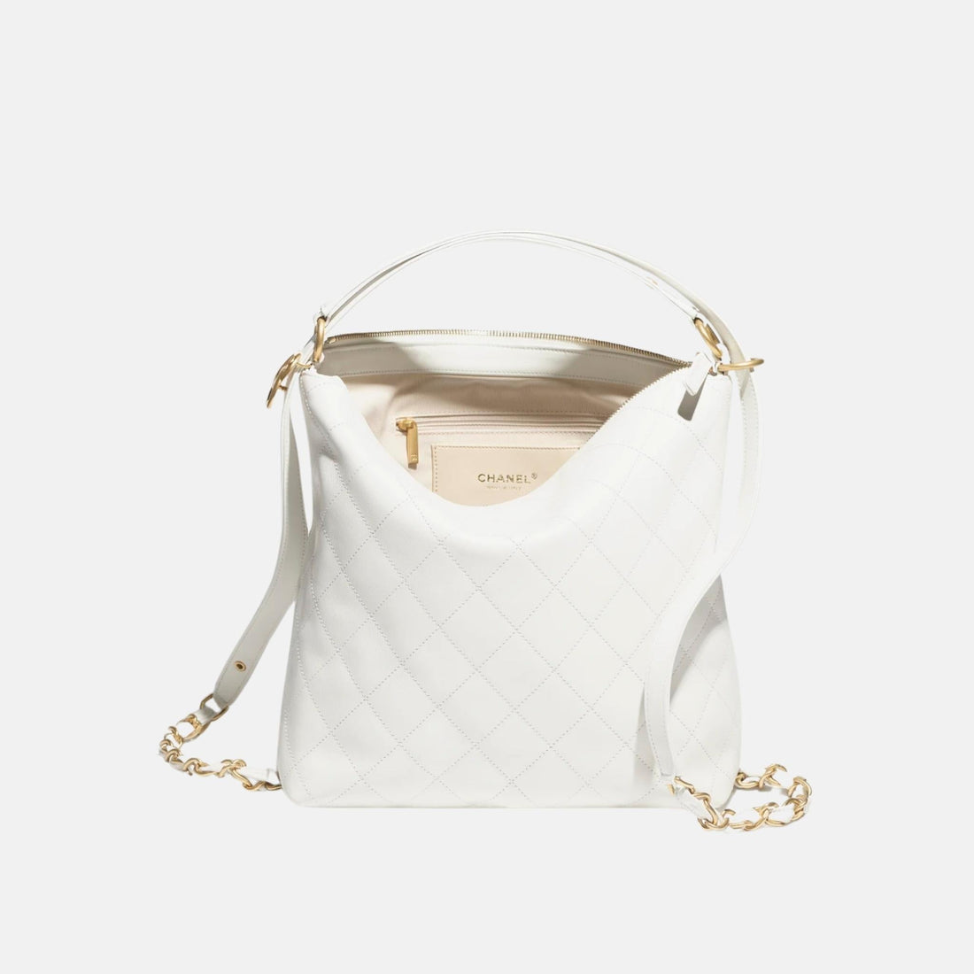 Large Backpack In Calfskin And Gold Tone Metal