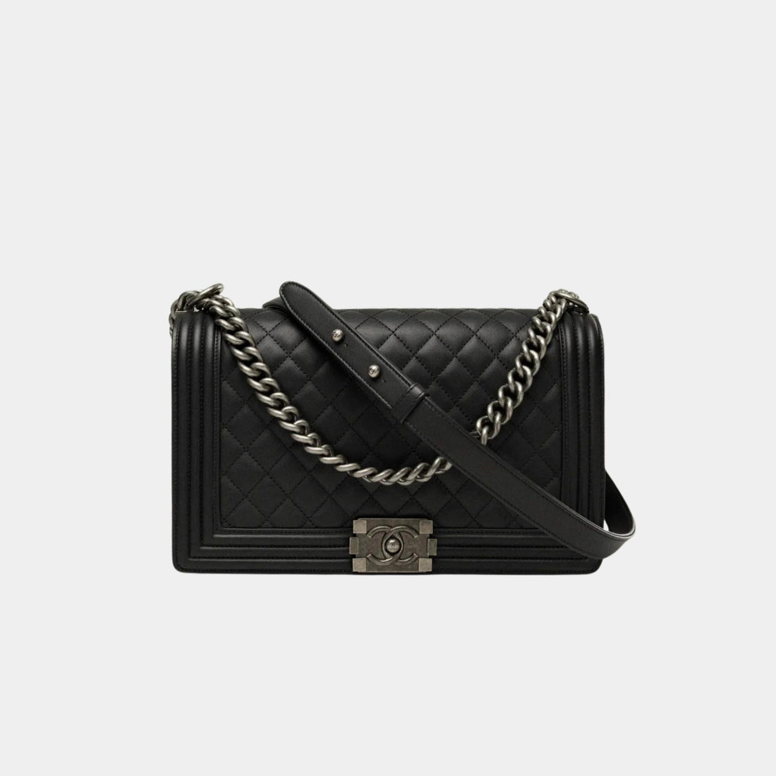 Large Boy Handbag in Calfskin and Ruthenium Metal