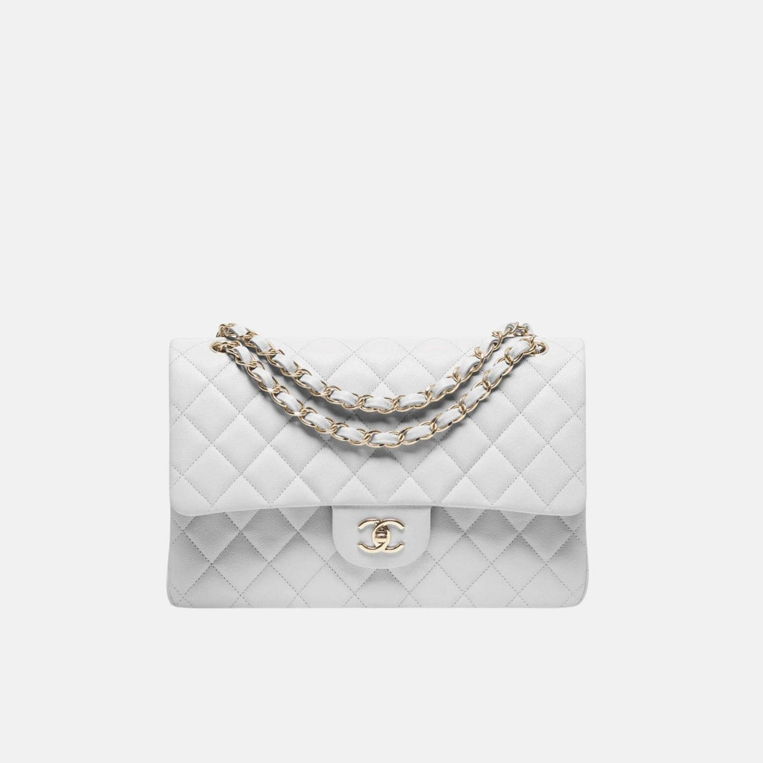 Large Classic Handbag In Grained Shiny Calfskin And Gold Tone