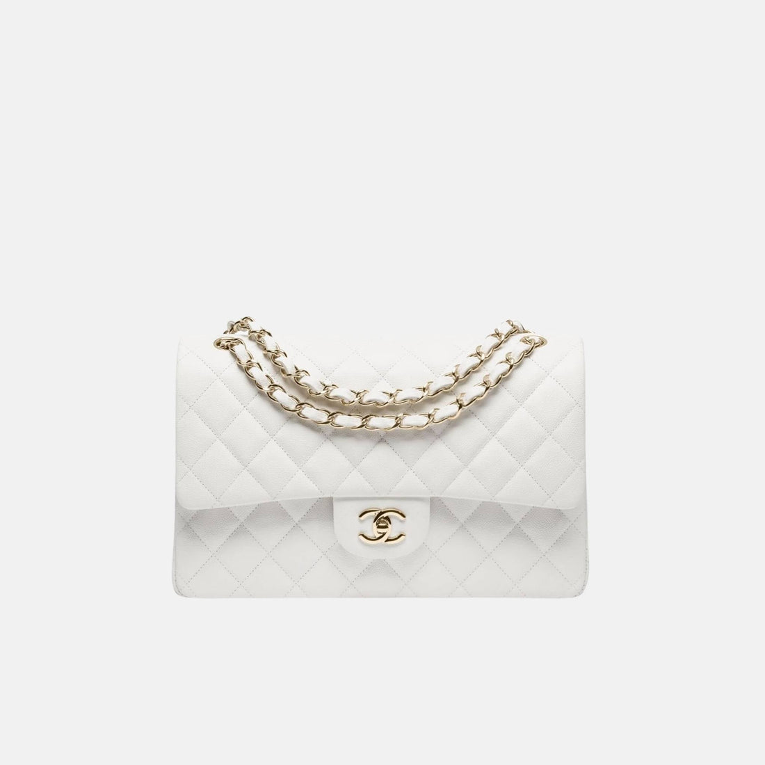 Large Classic Handbag In Grained Shiny Calfskin And Gold Tone