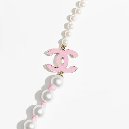Long Necklace Metal Glass Imitation Pearls Silk Resin