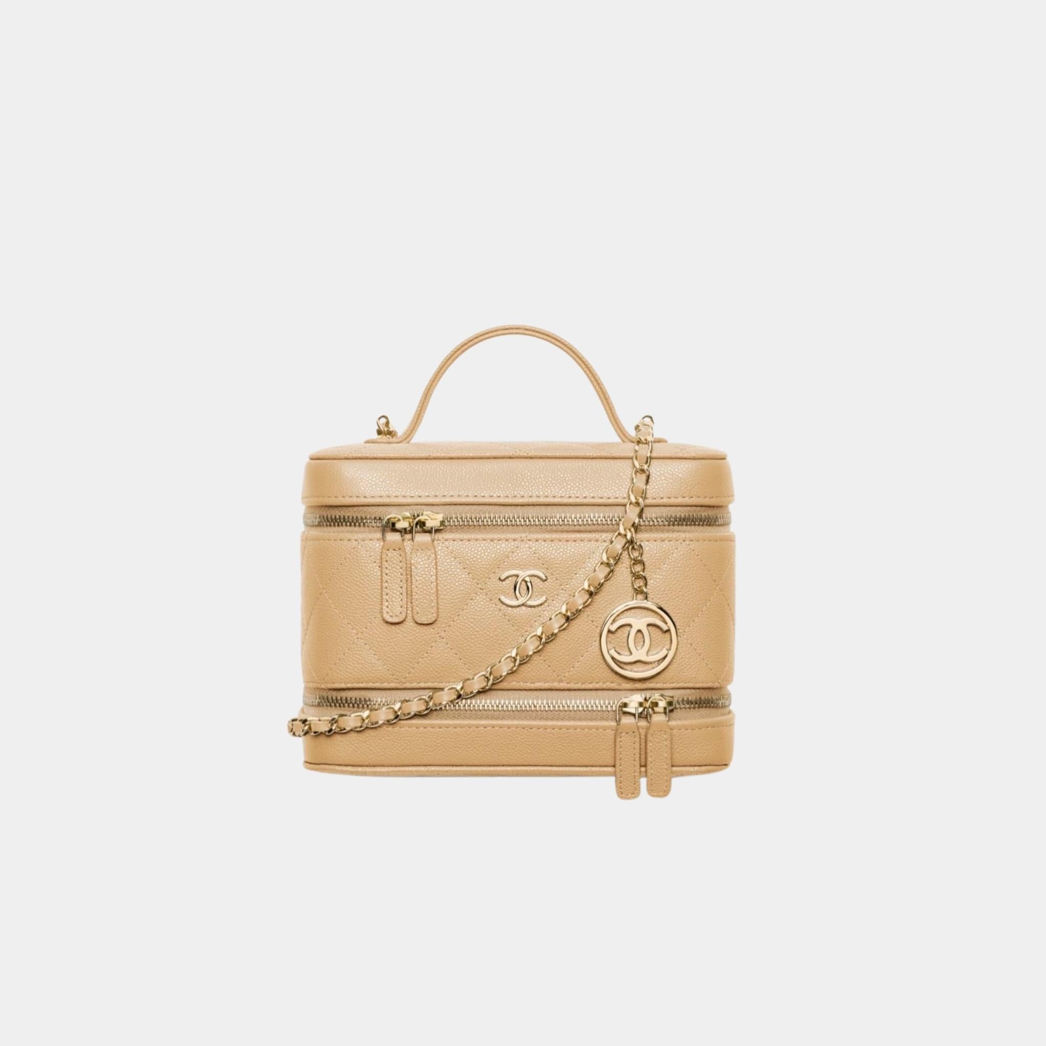 Long Vanity with Chain in Grained Calfskin