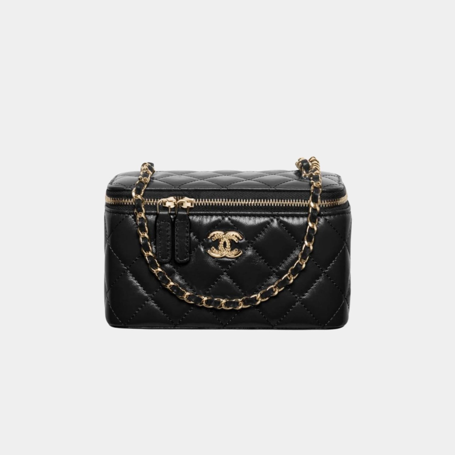Long Vanity with Chain in Shiny Lambskin and Gold Tone