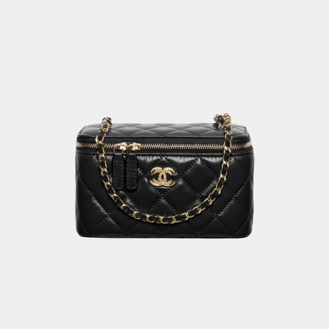 Long Vanity with Chain in Shiny Lambskin and Gold Tone
