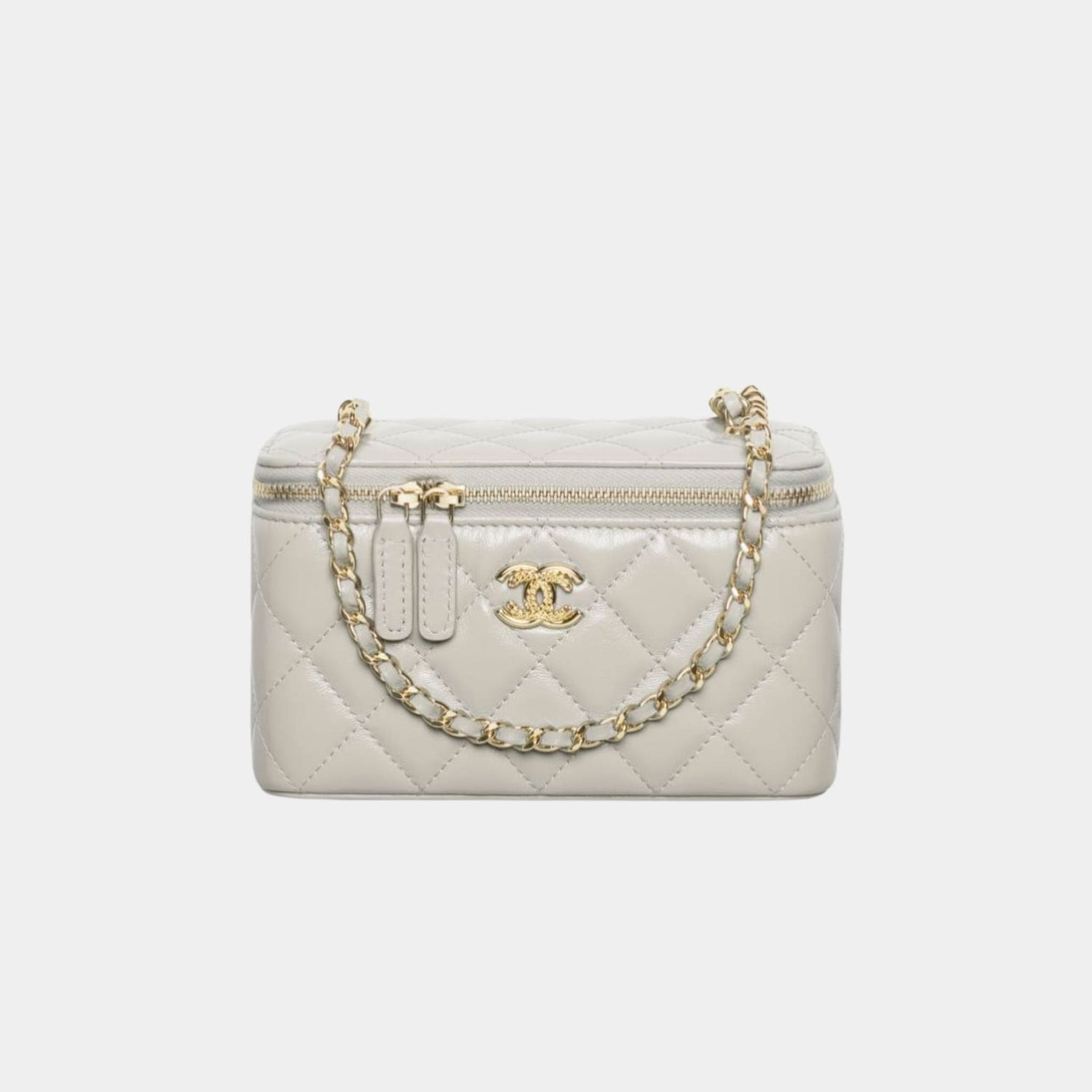 Long Vanity with Chain in Shiny Lambskin and Gold Tone