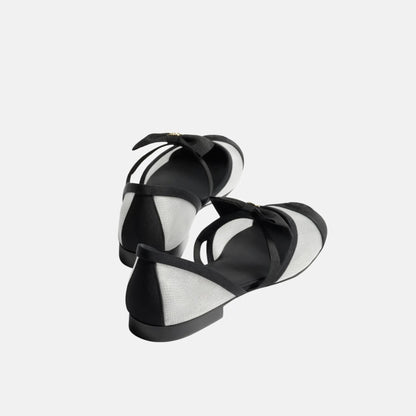 Mary Janes in Mesh and Grosgrain