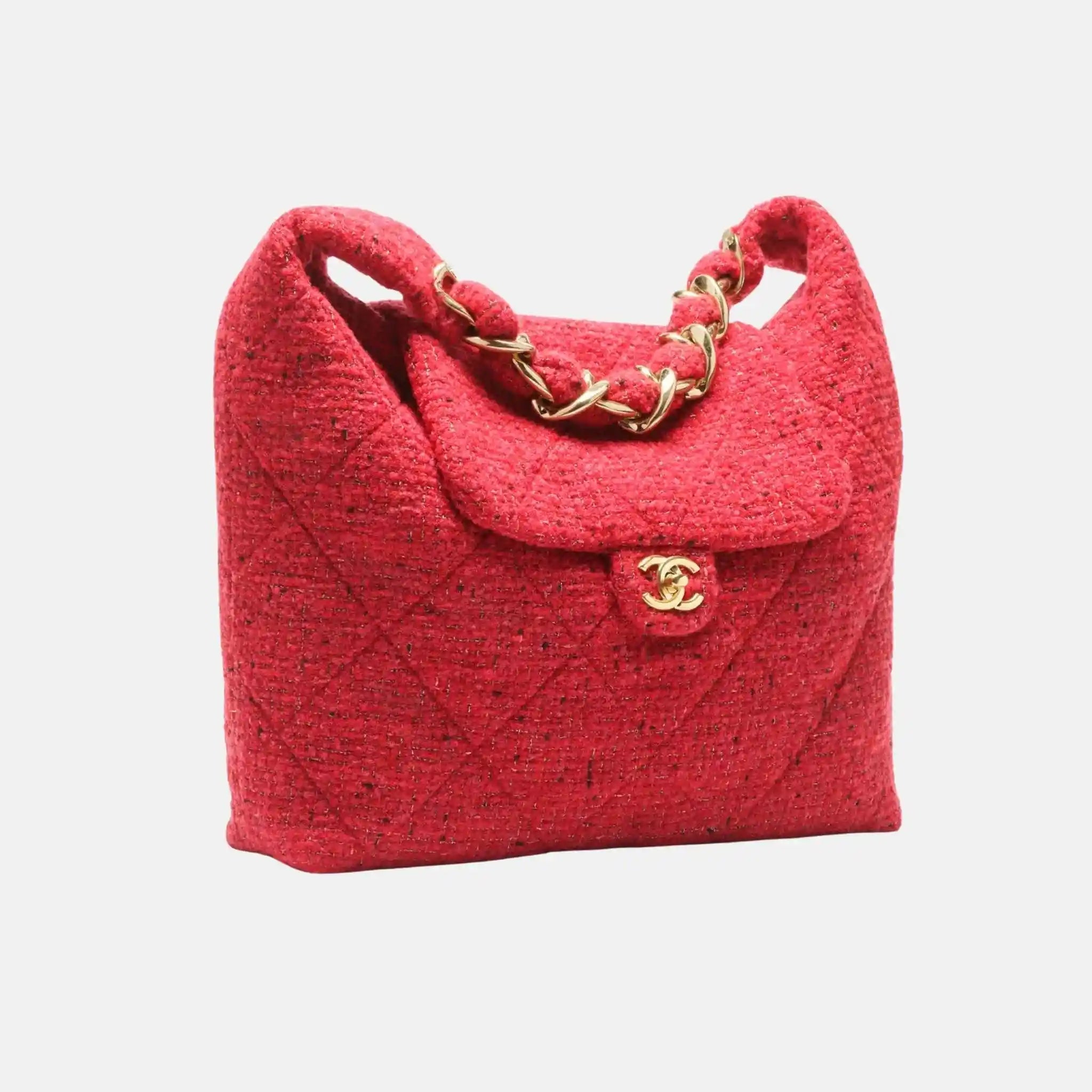 Maxi Hobo Bag Tweed Gold Metal