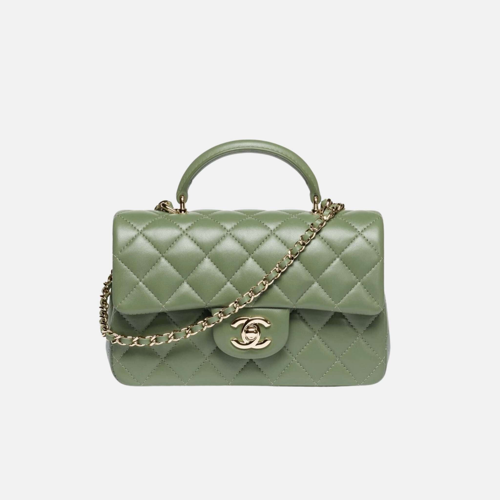 Mini Classic Handbag With Top Handle In Lambskin