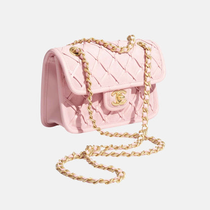 Mini Flap Bag In Suede And Braided Calfskin