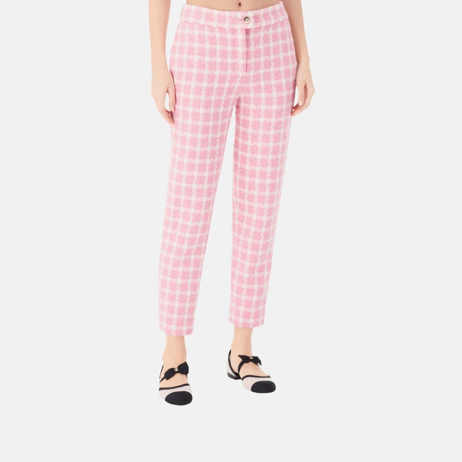 Pants in Pink and Ecru Wool Tweed